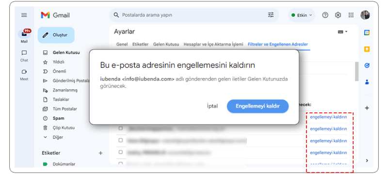 Gmail’de Spam Filtreleri Kaldırma
