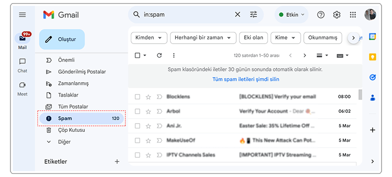 Gmail'de Spam Klasörü Nerede Bulabilirim?