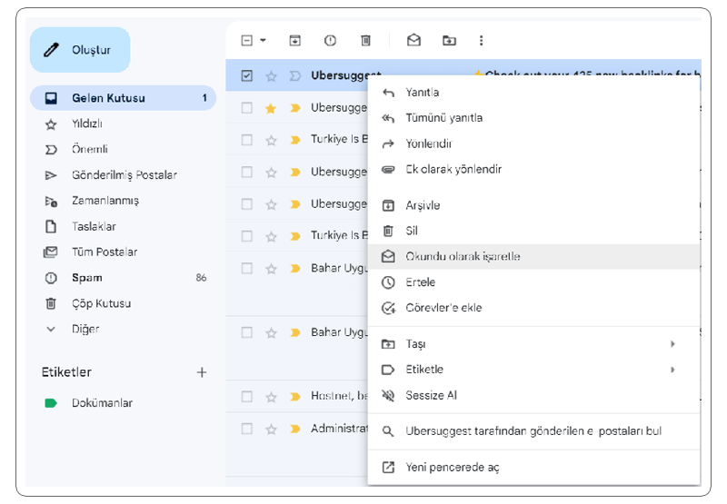 Okunmamış E-postaları İşlemden Geçirin