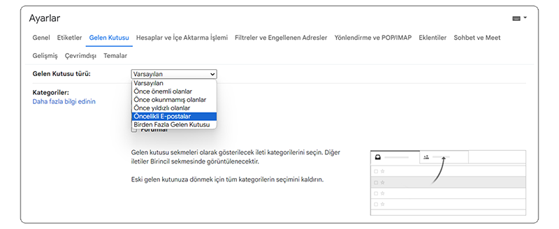 Öncelikli Gelen Kutusunu Kullanın