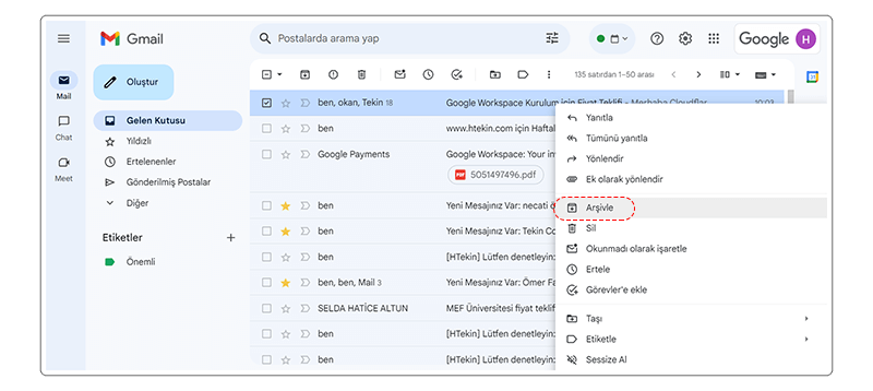 Gmail’in Arşivleme Özelliği Nedir